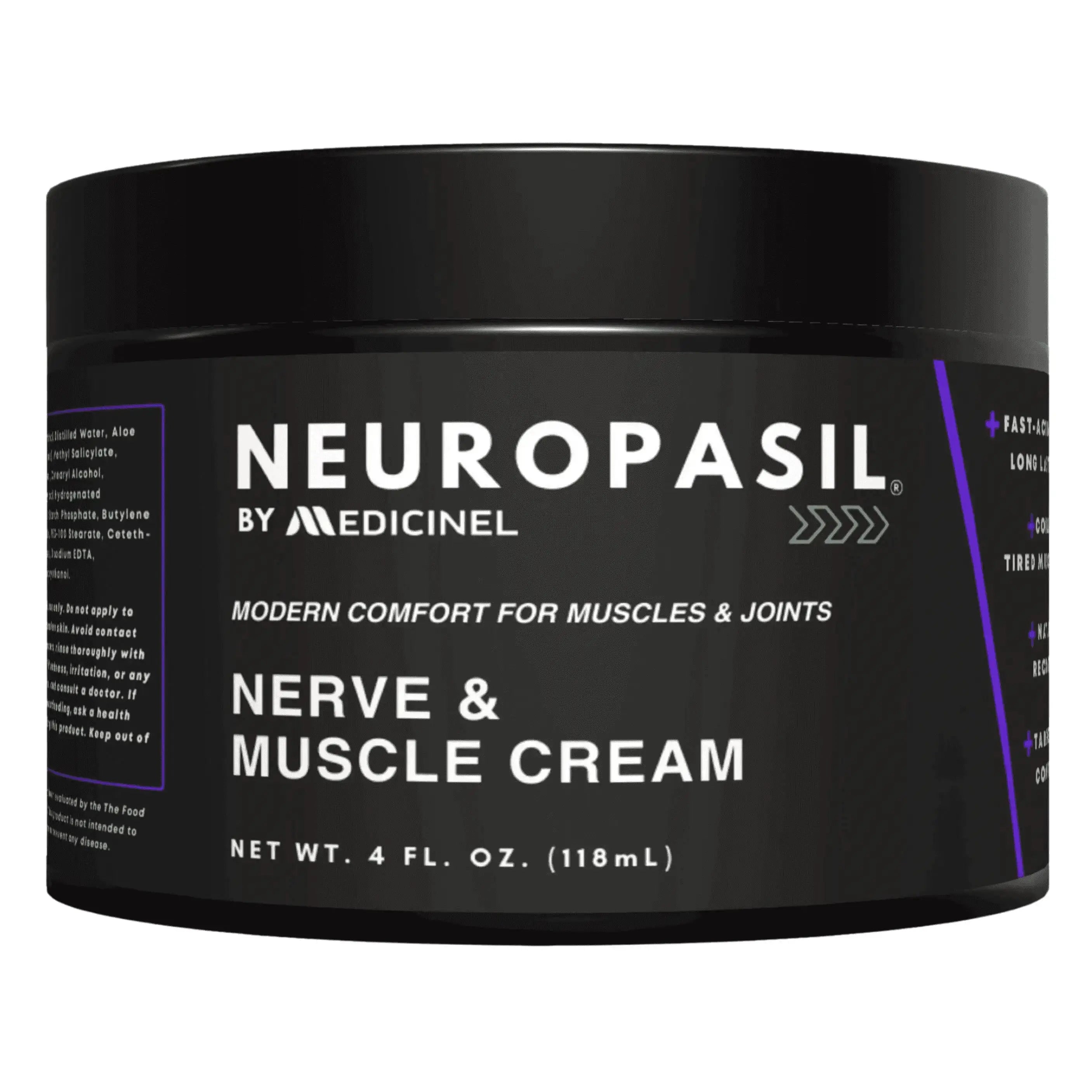 Neuropasil Nerve & Muscle Relief Cream 4 oz jar for sciatica, arthritis, and neuropathy pain. Fast-acting topical pain relief for joints and muscles.